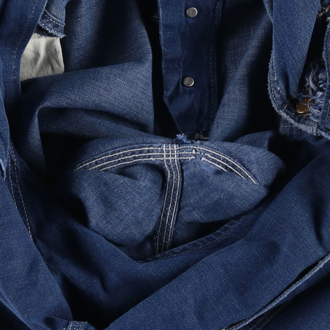 Vintage oversized butt-dyed denim overalls for men, size W42 unclear navy blue type Vintage Second Hand
