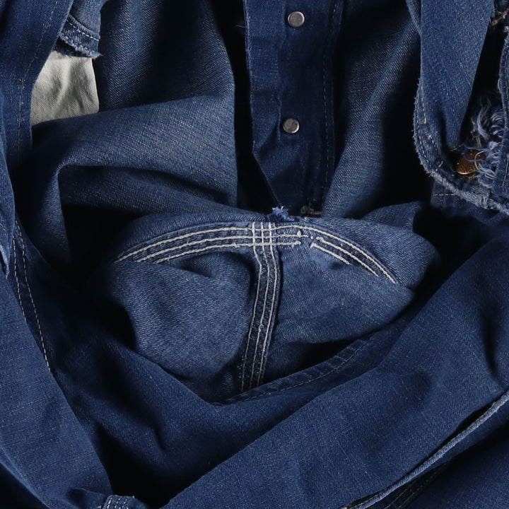 Vintage oversized butt-dyed denim overalls for men, size W42 unclear navy blue type Vintage Second Hand