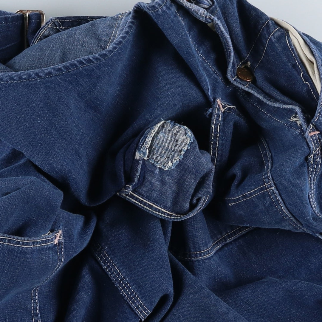 Vintage oversized butt-dyed denim overalls for men, size W42 unclear navy blue type Vintage Second Hand