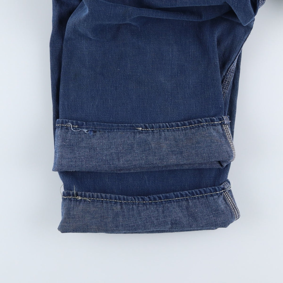 Vintage oversized butt-dyed denim overalls for men, size W42 unclear navy blue type Vintage Second Hand
