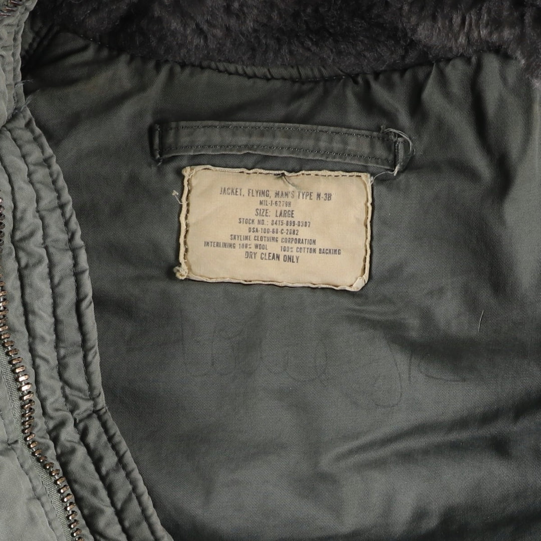 1960'S US Military N-3B Flight Jacket, Made in USA, Large, Men's Size L, Vintage unclear Khaki type Vintage Second Hand