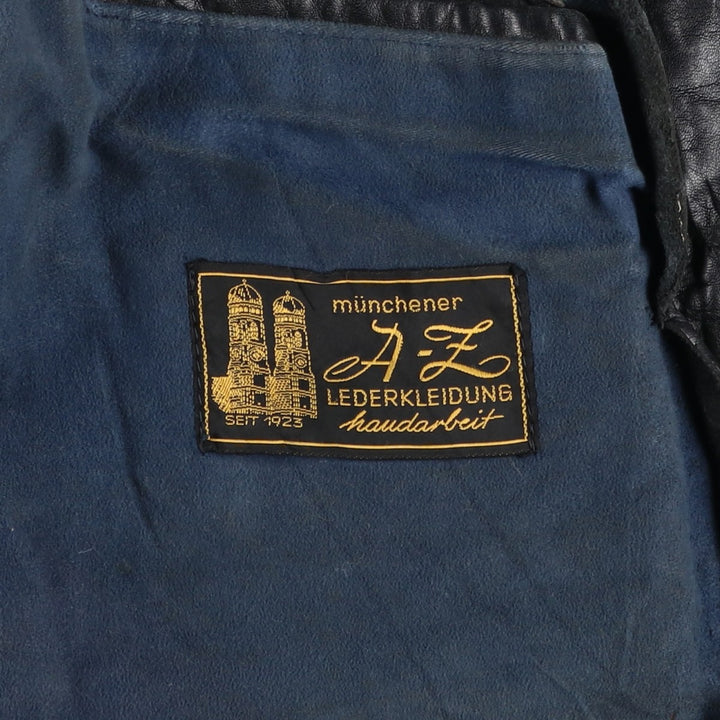 AZ Double-Breasted Policeman Leather Jacket, Men's, Size L, Vintage unclear black type Vintage Second Hand