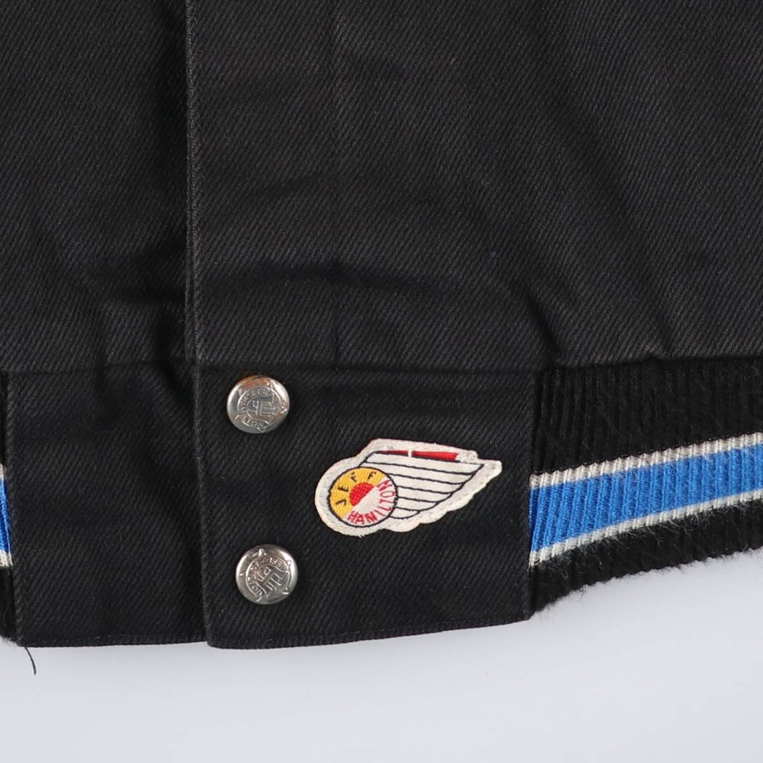 JEFF HAMILTON NHL Tampa Bay Lightning Cotton Button-Down Varsity Jacket, Made in USA, Men's Size M cotton black type Vintage Second Hand