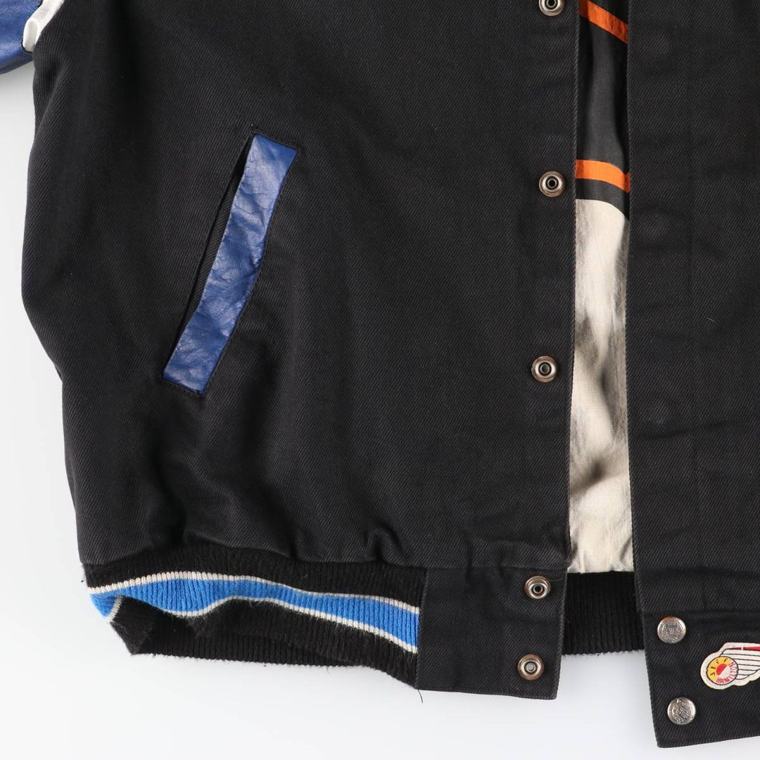 JEFF HAMILTON NHL Tampa Bay Lightning Cotton Button-Down Varsity Jacket, Made in USA, Men's Size M cotton black type Vintage Second Hand