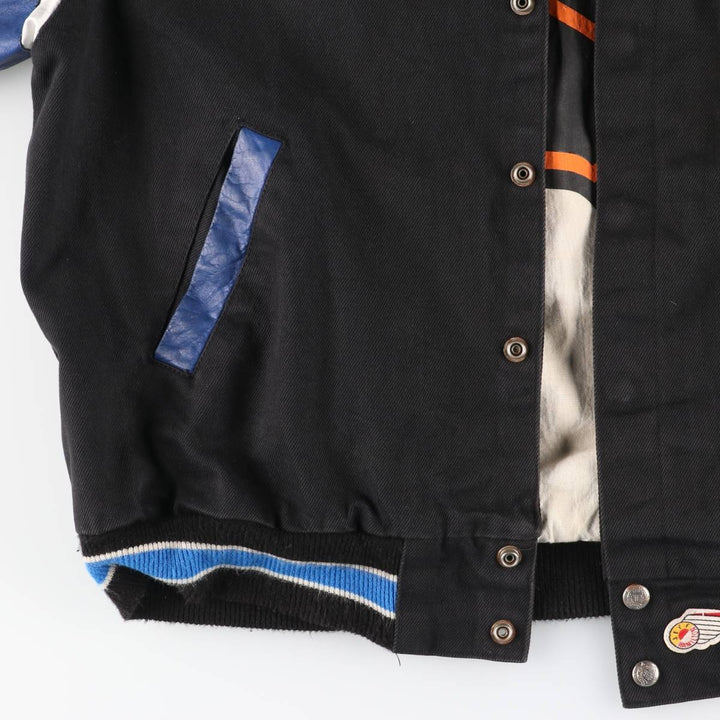 JEFF HAMILTON NHL Tampa Bay Lightning Cotton Button-Down Varsity Jacket, Made in USA, Men's Size M cotton black type Vintage Second Hand