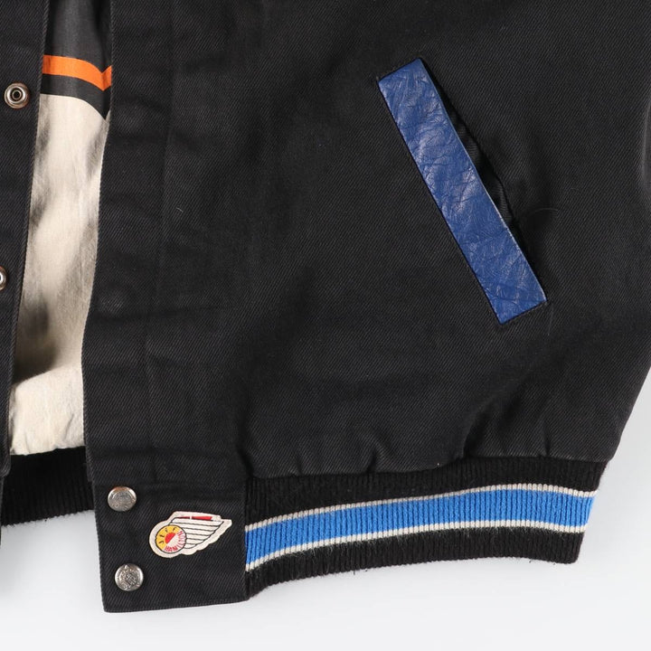 JEFF HAMILTON NHL Tampa Bay Lightning Cotton Button-Down Varsity Jacket, Made in USA, Men's Size M cotton black type Vintage Second Hand