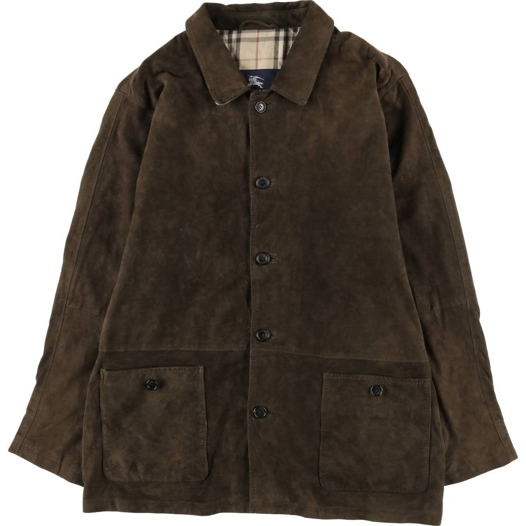 Burberry's BURBERRY LONDON Velour Leather and Suede Leather Half Coat, Men's Size XL genuine leather brown type Vintage Second Hand