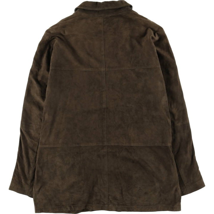 Burberry's BURBERRY LONDON Velour Leather and Suede Leather Half Coat, Men's Size XL genuine leather brown type Vintage Second Hand