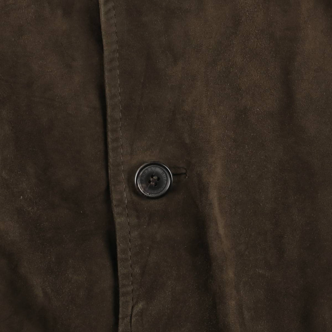 Burberry's BURBERRY LONDON Velour Leather and Suede Leather Half Coat, Men's Size XL genuine leather brown type Vintage Second Hand