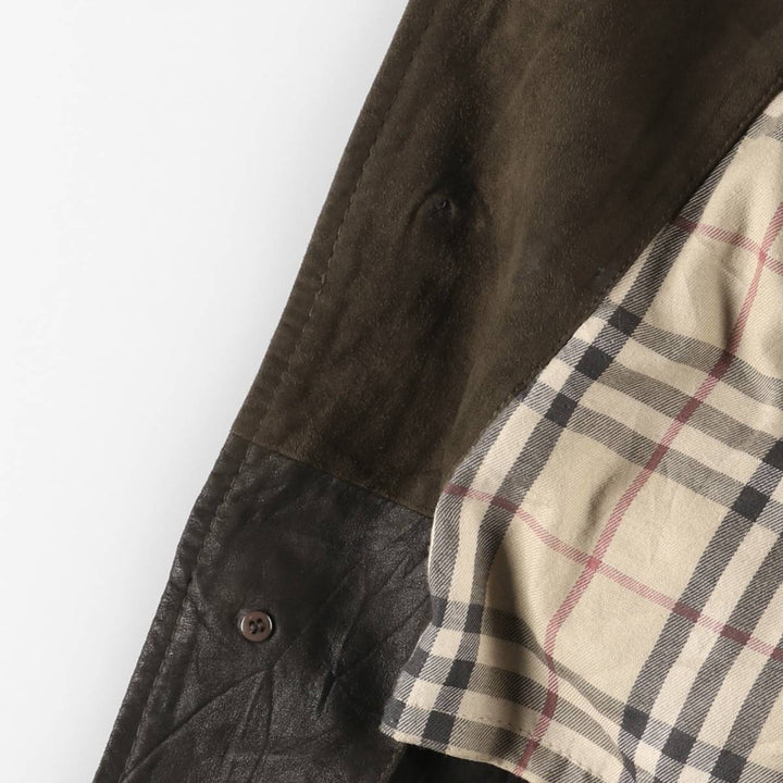 Burberry's BURBERRY LONDON Velour Leather and Suede Leather Half Coat, Men's Size XL genuine leather brown type Vintage Second Hand