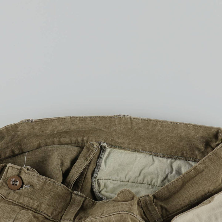 1960'S French Army M-47 Late Model Painted Herringbone Military Cargo Pants, Women's Size L (W28 equivalent), Vintage unclear Khaki type brown Vintage Second Hand