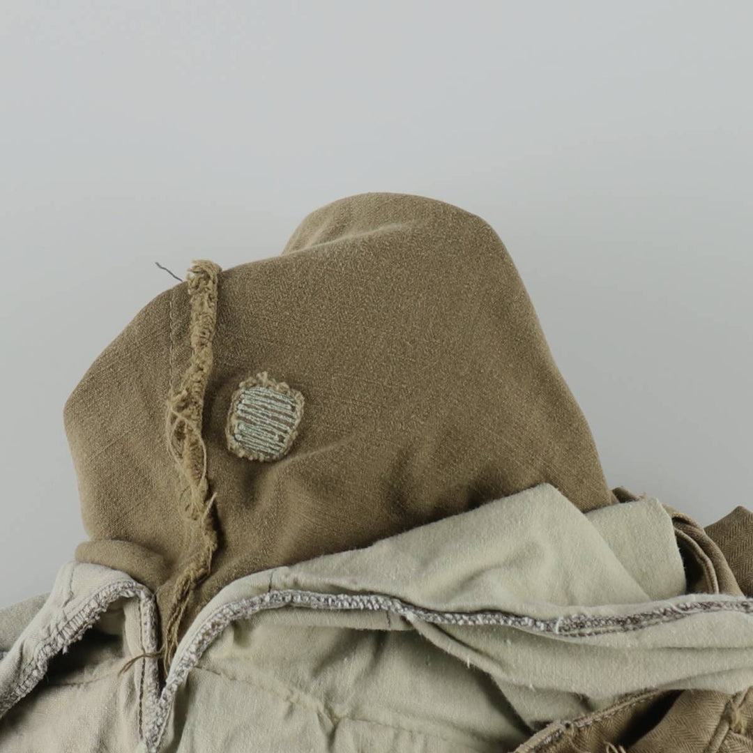 1960'S French Army M-47 Late Model Painted Herringbone Military Cargo Pants, Women's Size L (W28 equivalent), Vintage unclear Khaki type brown Vintage Second Hand