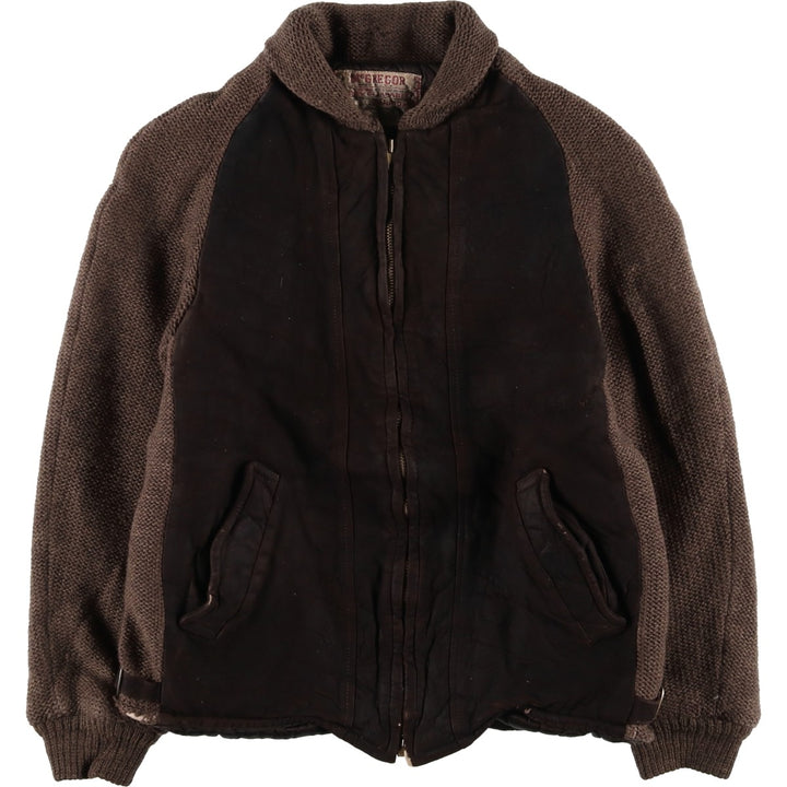 Vintage 1960'S McGREGOR padded suede leather jacket, made in the USA, size M, men's unclear brown type Vintage Second Hand