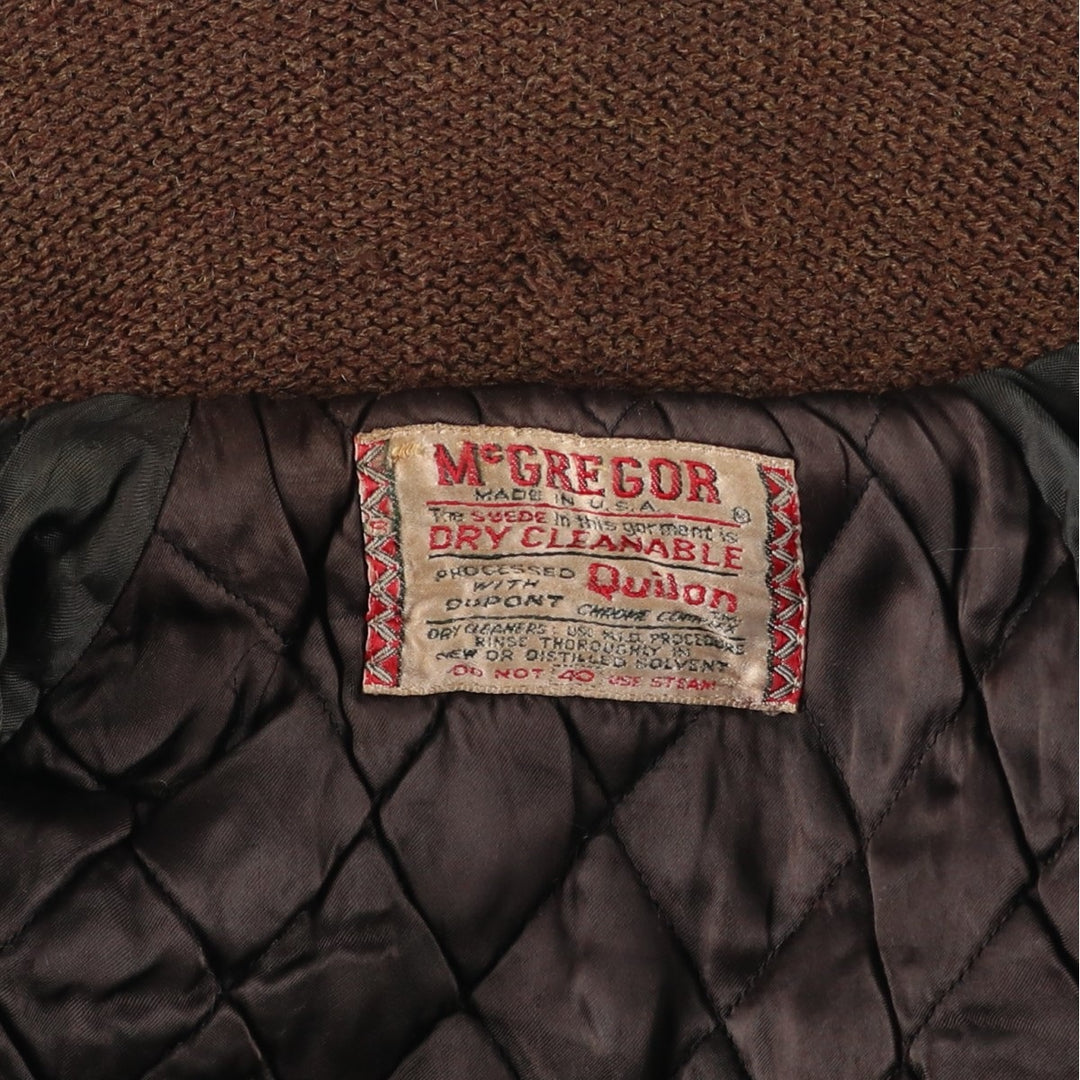 Vintage 1960'S McGREGOR padded suede leather jacket, made in the USA, size M, men's unclear brown type Vintage Second Hand