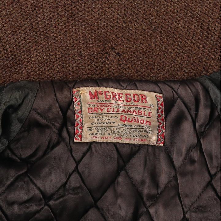 Vintage 1960'S McGREGOR padded suede leather jacket, made in the USA, size M, men's unclear brown type Vintage Second Hand