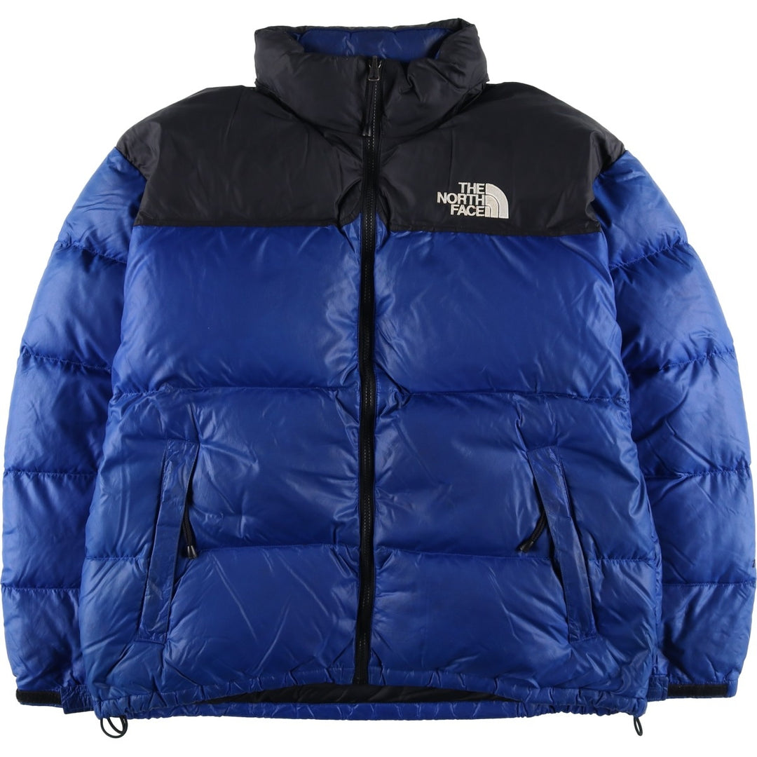 90'S The North Face Nuptse Jacket, 700 Fill Power Ripstop Goose Down Jacket, Men's XL Nylon blue type Vintage Second Hand