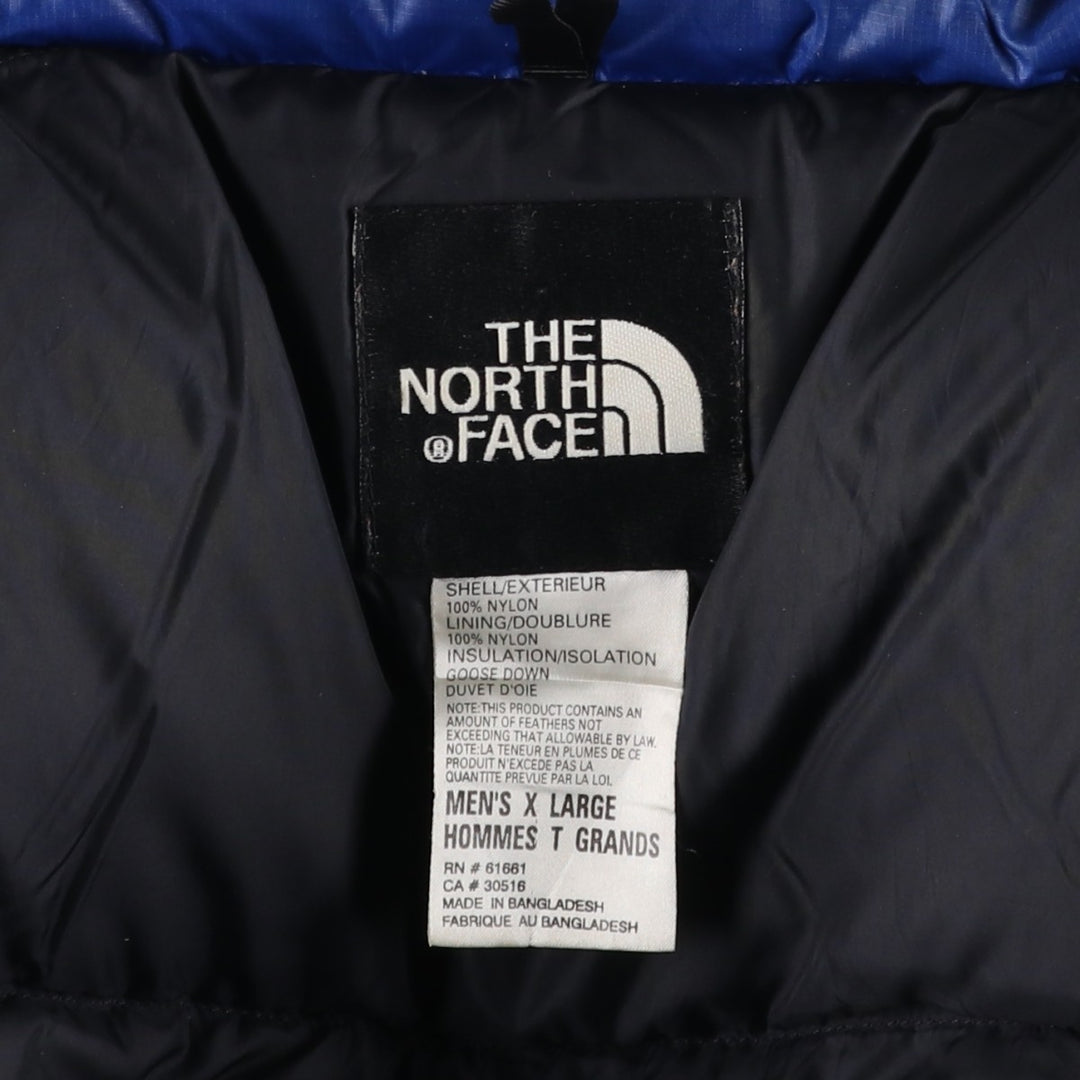 90'S The North Face Nuptse Jacket, 700 Fill Power Ripstop Goose Down Jacket, Men's XL Nylon blue type Vintage Second Hand
