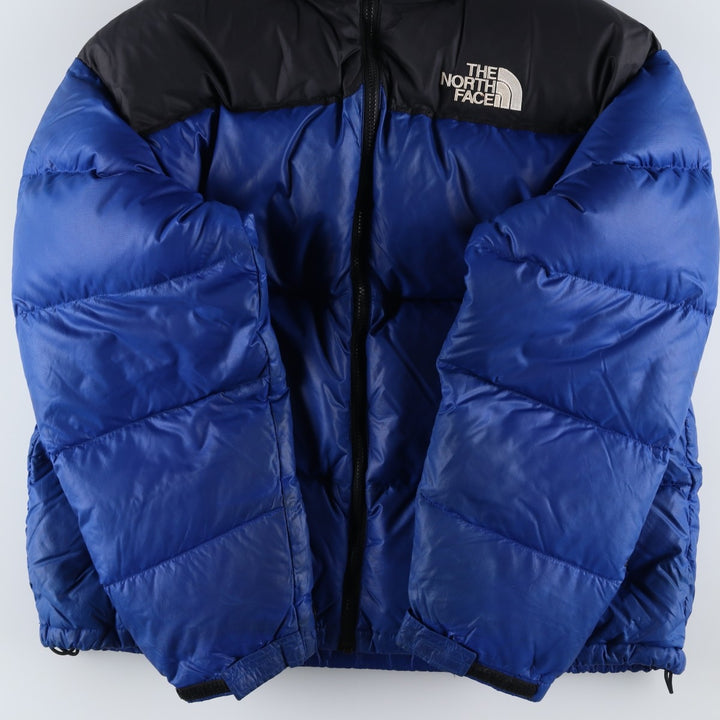90'S The North Face Nuptse Jacket, 700 Fill Power Ripstop Goose Down Jacket, Men's XL Nylon blue type Vintage Second Hand
