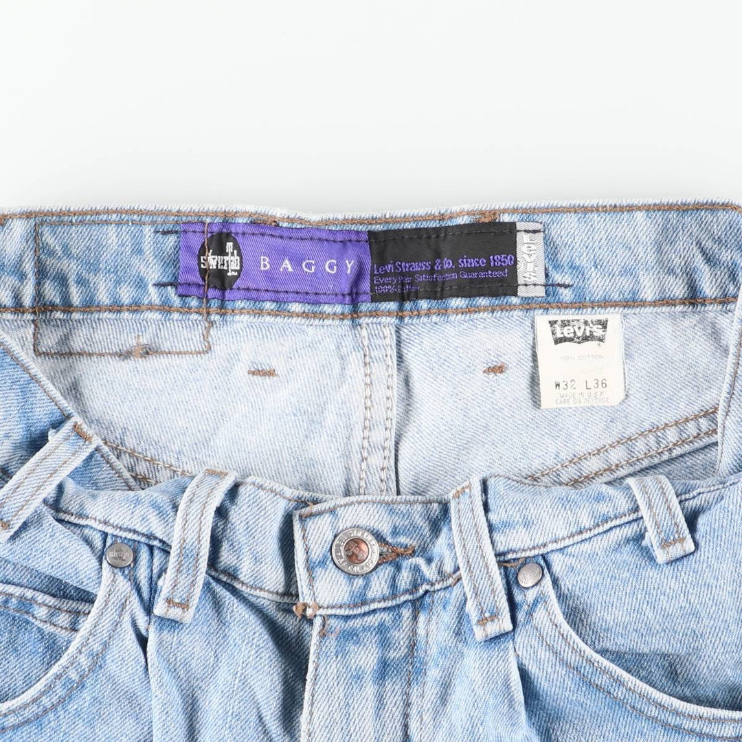 90'S Levi's Silver Tab Baggy Tapered Denim Pants, Made in USA, Women's XL (W31), Vintage cotton blue type Vintage Second Hand