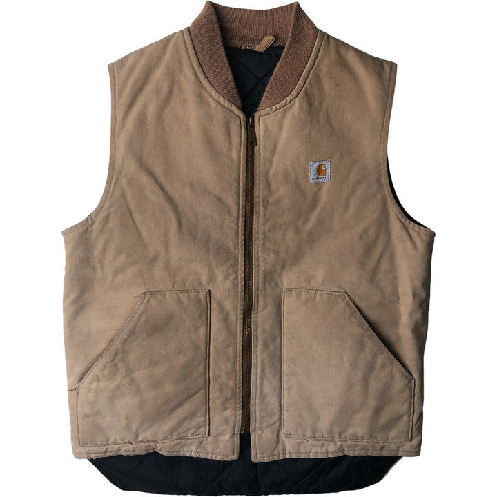 90'S Carhartt Classic Padded Duck Vest, Made in USA, Men's Size L, Vintage cotton Beige type Vintage Second Hand