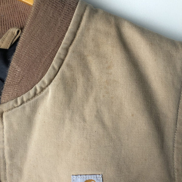 90'S Carhartt Classic Padded Duck Vest, Made in USA, Men's Size L, Vintage cotton Beige type Vintage Second Hand