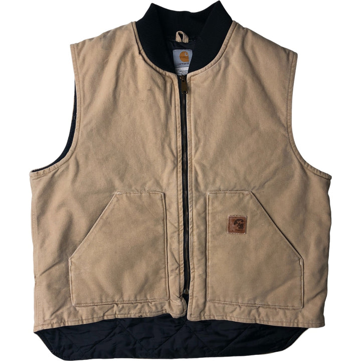 2000'S Carhartt Classic Padded Duck Vest, Made in USA, Men's XL cotton Beige type Vintage Second Hand