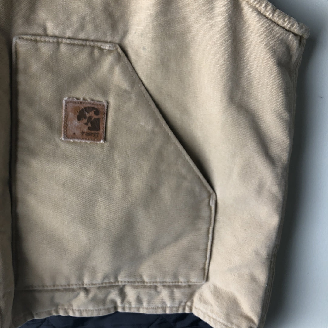 2000'S Carhartt Classic Padded Duck Vest, Made in USA, Men's XL cotton Beige type Vintage Second Hand