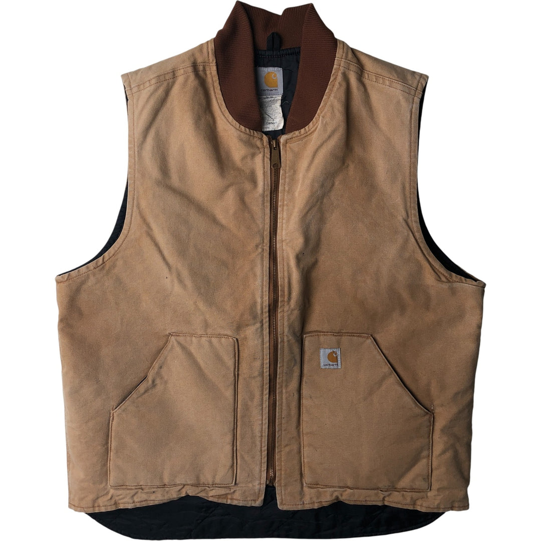 2000'S Carhartt Classic Padded Duck Vest, Men's XL cotton ocher yellow type Vintage Second Hand