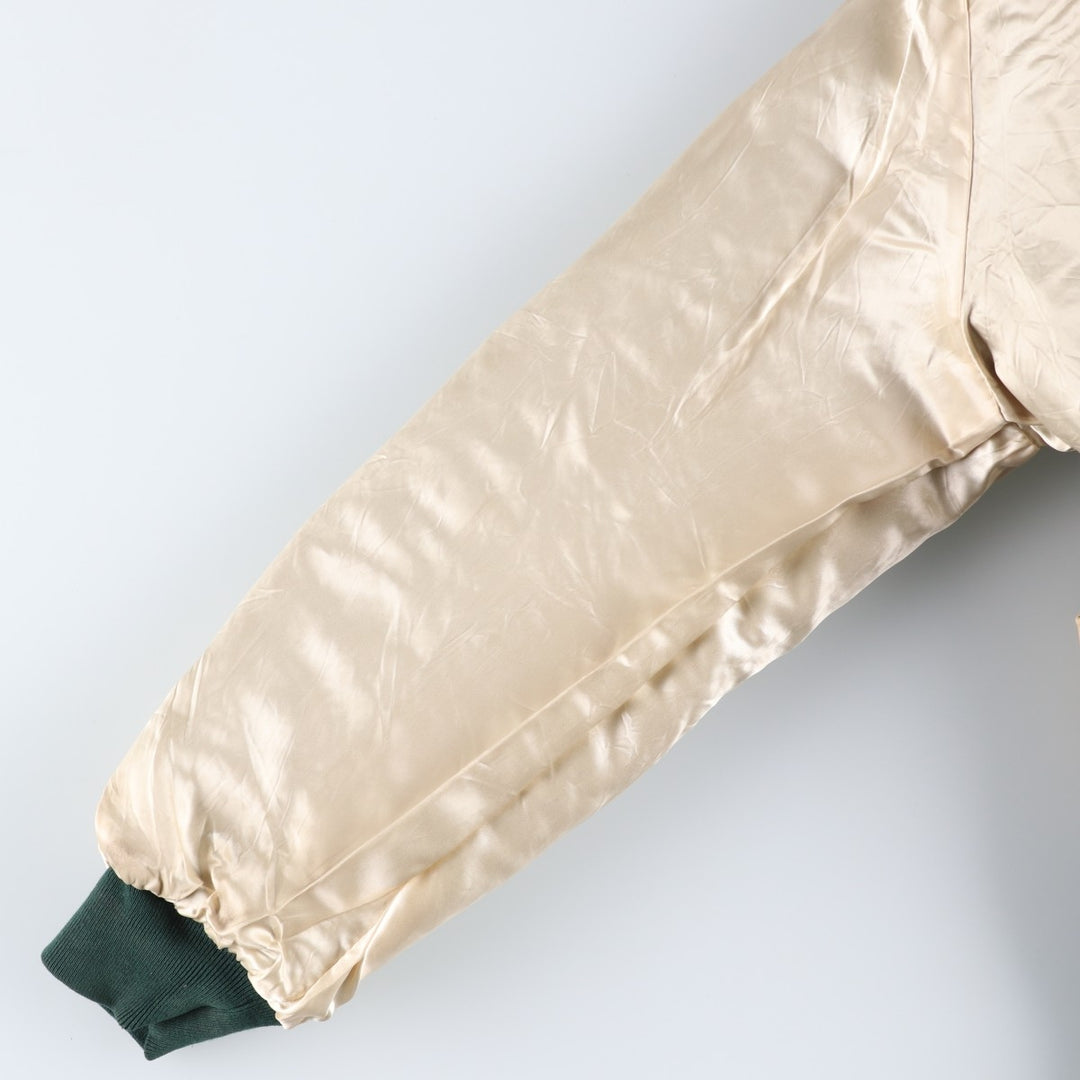 90'S Sichel Leather Sleeve Wool Button Varsity Jacket, Made in USA, Men's Size L, Vintage wool Green type dark green Vintage Second Hand