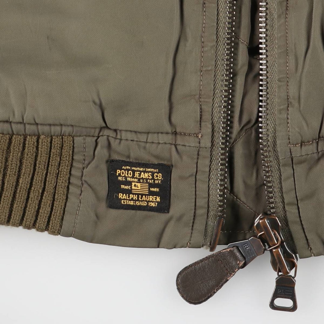 Ralph Lauren Polo Jeans Company padded military flight jacket, men's size L Nylon Khaki type Vintage Second Hand