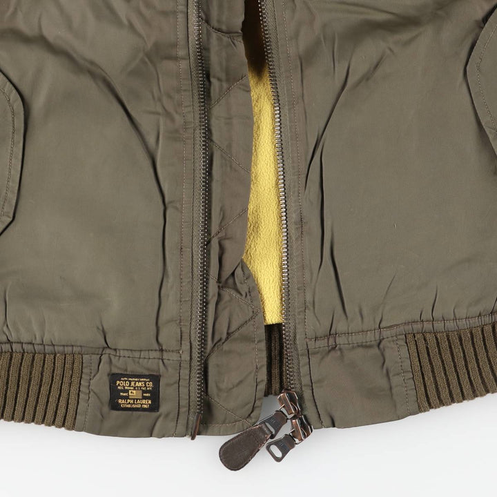 Ralph Lauren Polo Jeans Company padded military flight jacket, men's size L Nylon Khaki type Vintage Second Hand