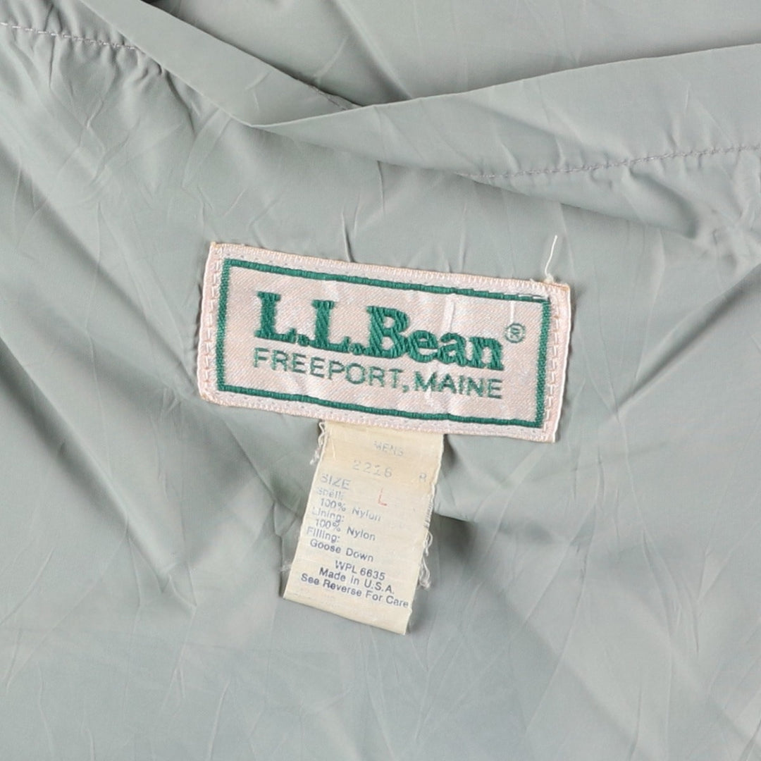 Vintage LLBean goose down jacket from the 1980'S to 1990s, made in the USA, size L. Nylon Khaki type Vintage Second Hand