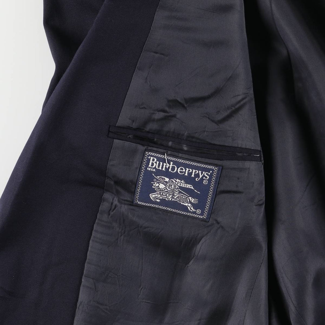 Burberry's wool tailored jacket, men's size L wool navy blue type Vintage Second Hand