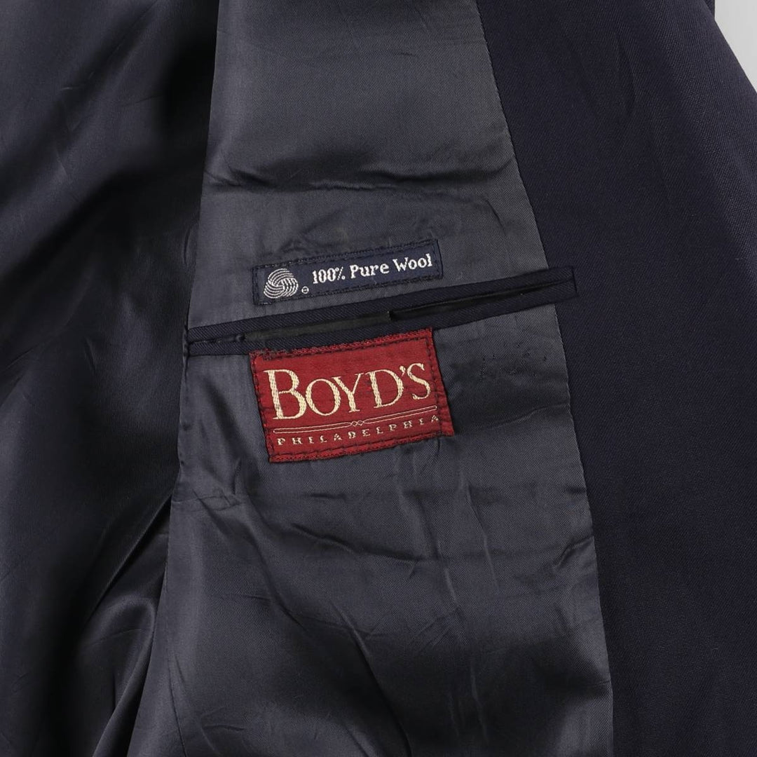 Burberry's wool tailored jacket, men's size L wool navy blue type Vintage Second Hand