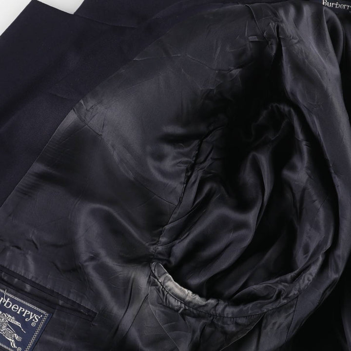 Burberry's wool tailored jacket, men's size L wool navy blue type Vintage Second Hand
