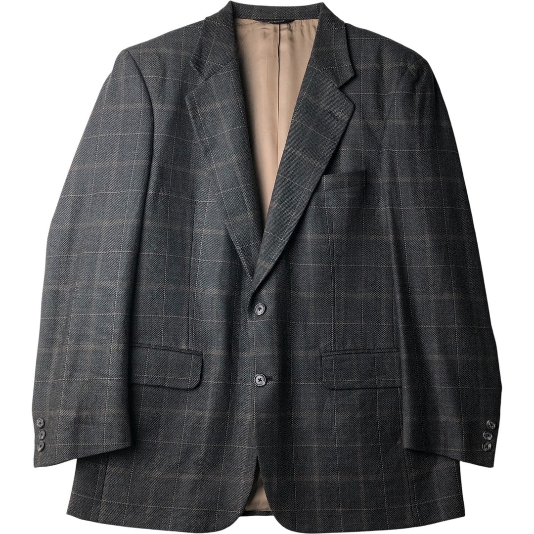 Burberry's Check Pattern Wool Tailored Jacket, Made in USA, Men's Size XL wool gray type Vintage Second Hand