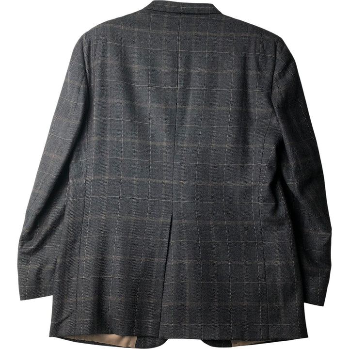Burberry's Check Pattern Wool Tailored Jacket, Made in USA, Men's Size XL wool gray type Vintage Second Hand