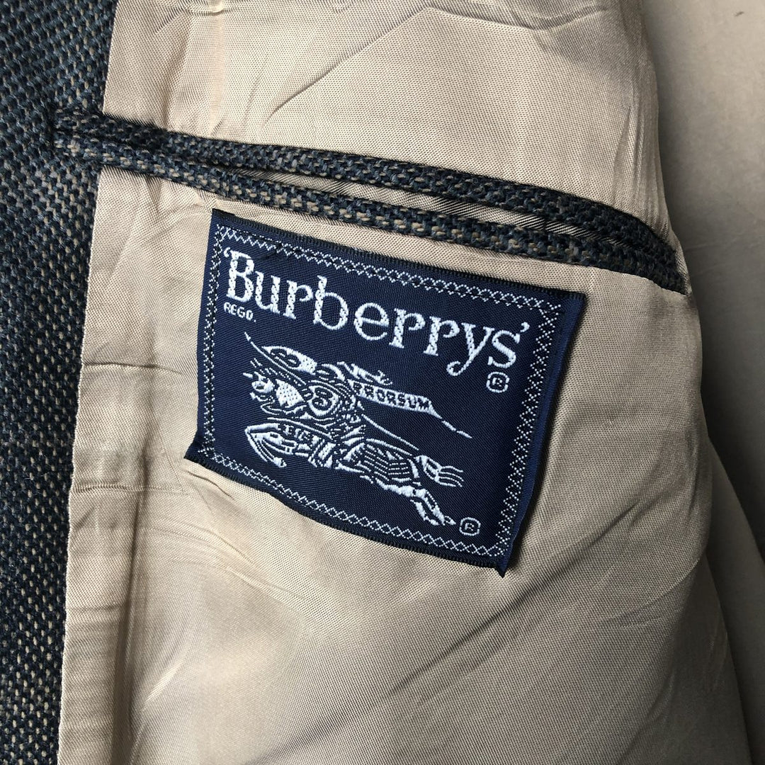 Burberry's Check Pattern Wool Tailored Jacket, Made in USA, Men's Size XL wool gray type Vintage Second Hand
