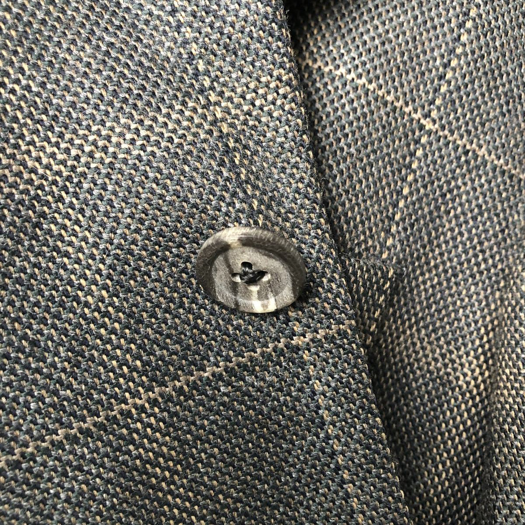 Burberry's Check Pattern Wool Tailored Jacket, Made in USA, Men's Size XL wool gray type Vintage Second Hand