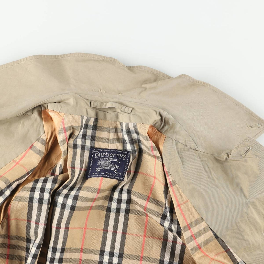Burberry's 100% cotton Balmacaan coat, made in England, size L. cotton Khaki type beige Vintage Second Hand