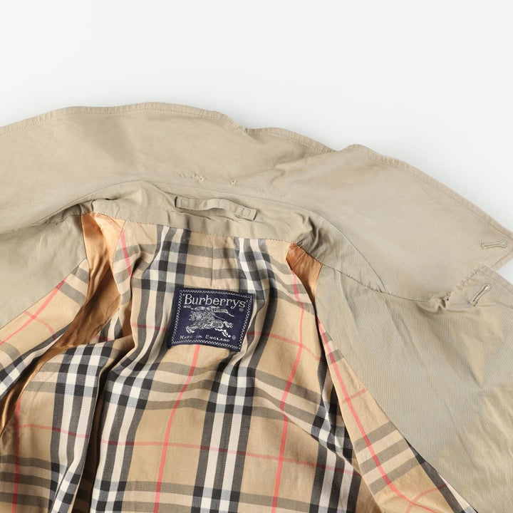 Burberry's 100% cotton Balmacaan coat, made in England, size L. cotton Khaki type beige Vintage Second Hand