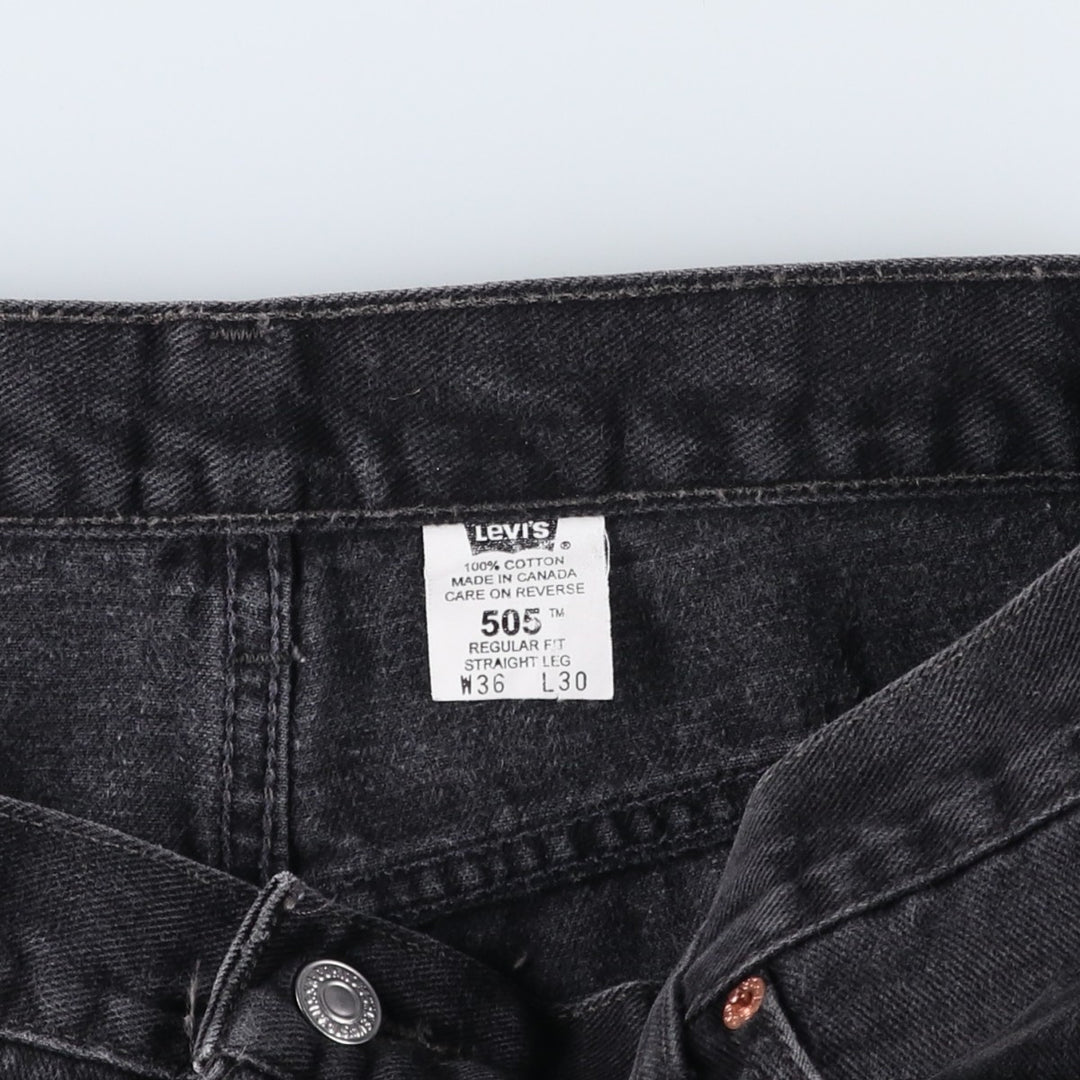 2000'S Levi's 505 Regular Fit Straight Leg Tapered Black Denim Pants, Made in Canada, Men's Size W35 cotton black type Vintage Second Hand