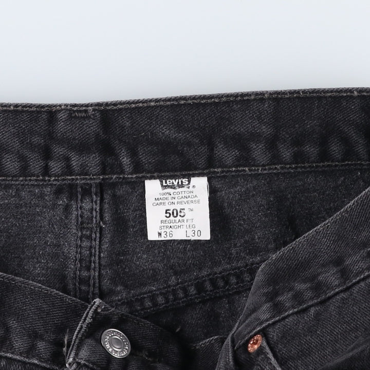 2000'S Levi's 505 Regular Fit Straight Leg Tapered Black Denim Pants, Made in Canada, Men's Size W35 cotton black type Vintage Second Hand