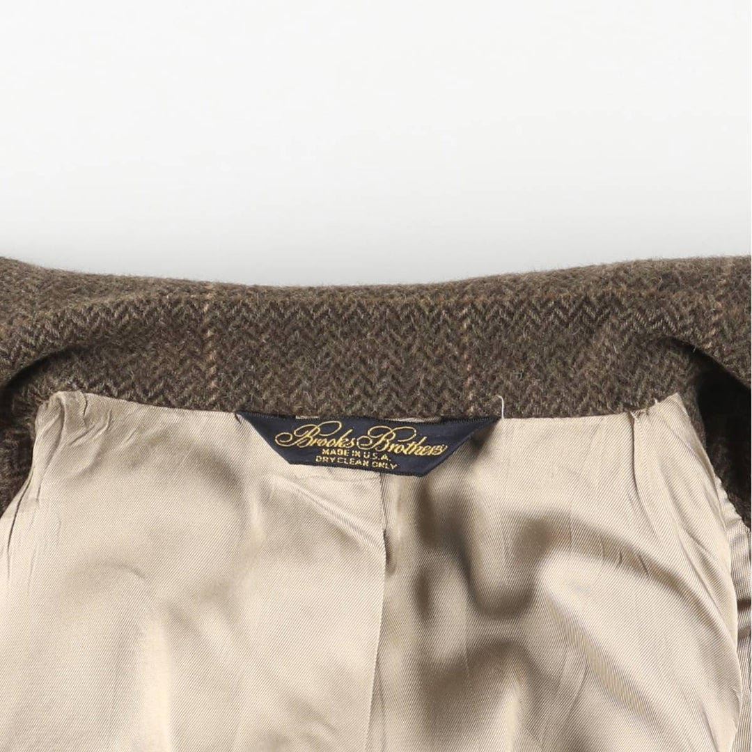 Brooks Brothers Check Pattern Herringbone Camel Hair Tailored Jacket, Made in USA, Men's Size Medium Camel hair brown type Vintage Second Hand