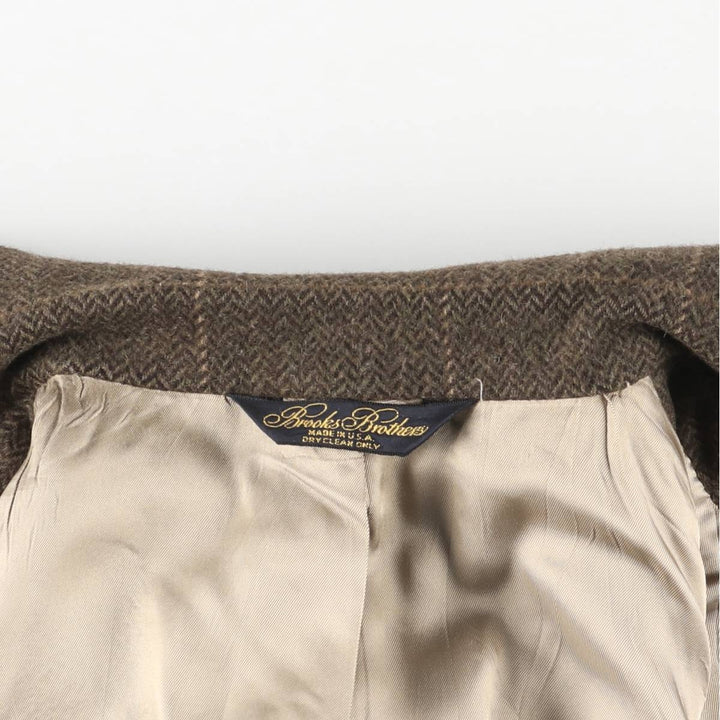 Brooks Brothers Check Pattern Herringbone Camel Hair Tailored Jacket, Made in USA, Men's Size Medium Camel hair brown type Vintage Second Hand