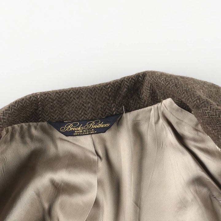 Brooks Brothers Check Pattern Herringbone Camel Hair Tailored Jacket, Made in USA, Men's Size Medium Camel hair brown type Vintage Second Hand