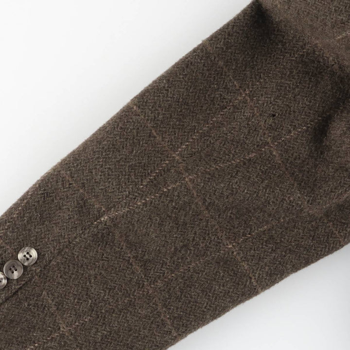 Brooks Brothers Check Pattern Herringbone Camel Hair Tailored Jacket, Made in USA, Men's Size Medium Camel hair brown type Vintage Second Hand