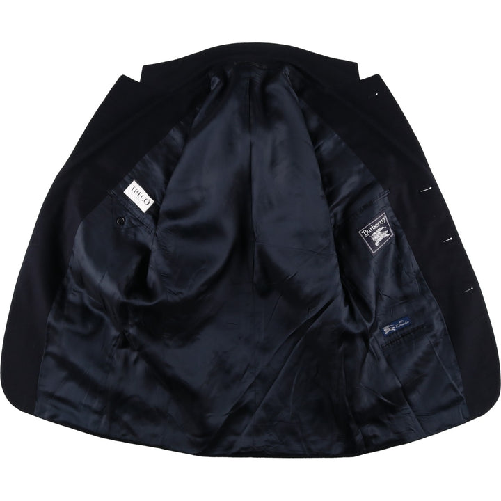 Burberry's wool tailored jacket, size M, men's wool navy blue type Vintage Second Hand