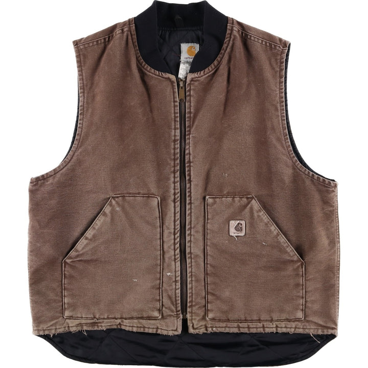 2000'S Carhartt Classic Padded Duck Vest, Made in USA, Men's XL cotton brown type Vintage Second Hand