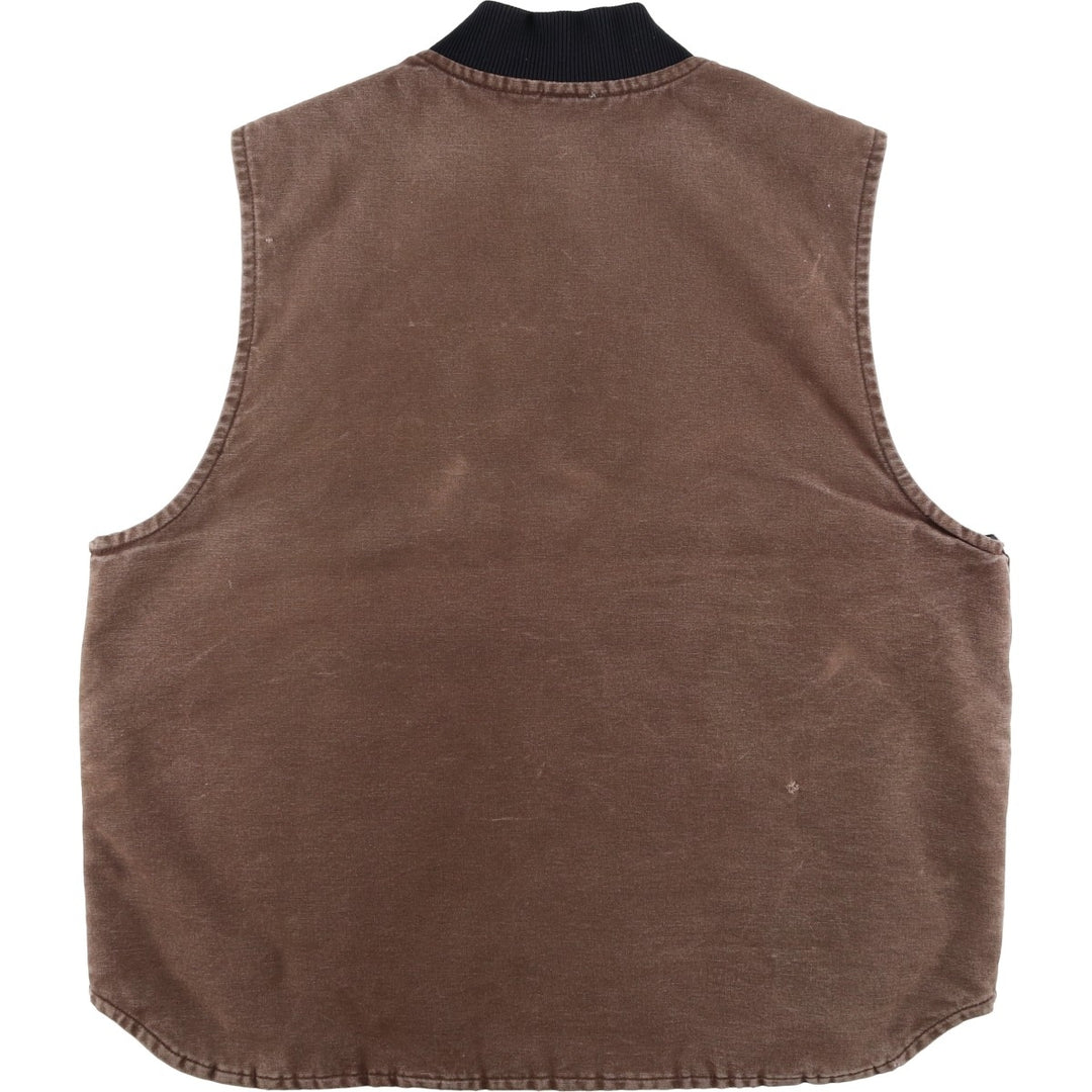 2000'S Carhartt Classic Padded Duck Vest, Made in USA, Men's XL cotton brown type Vintage Second Hand